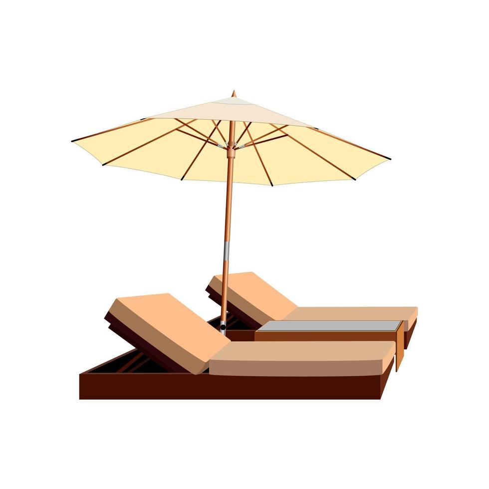 strandstol och paraply, strandstol, strandparaply vektor