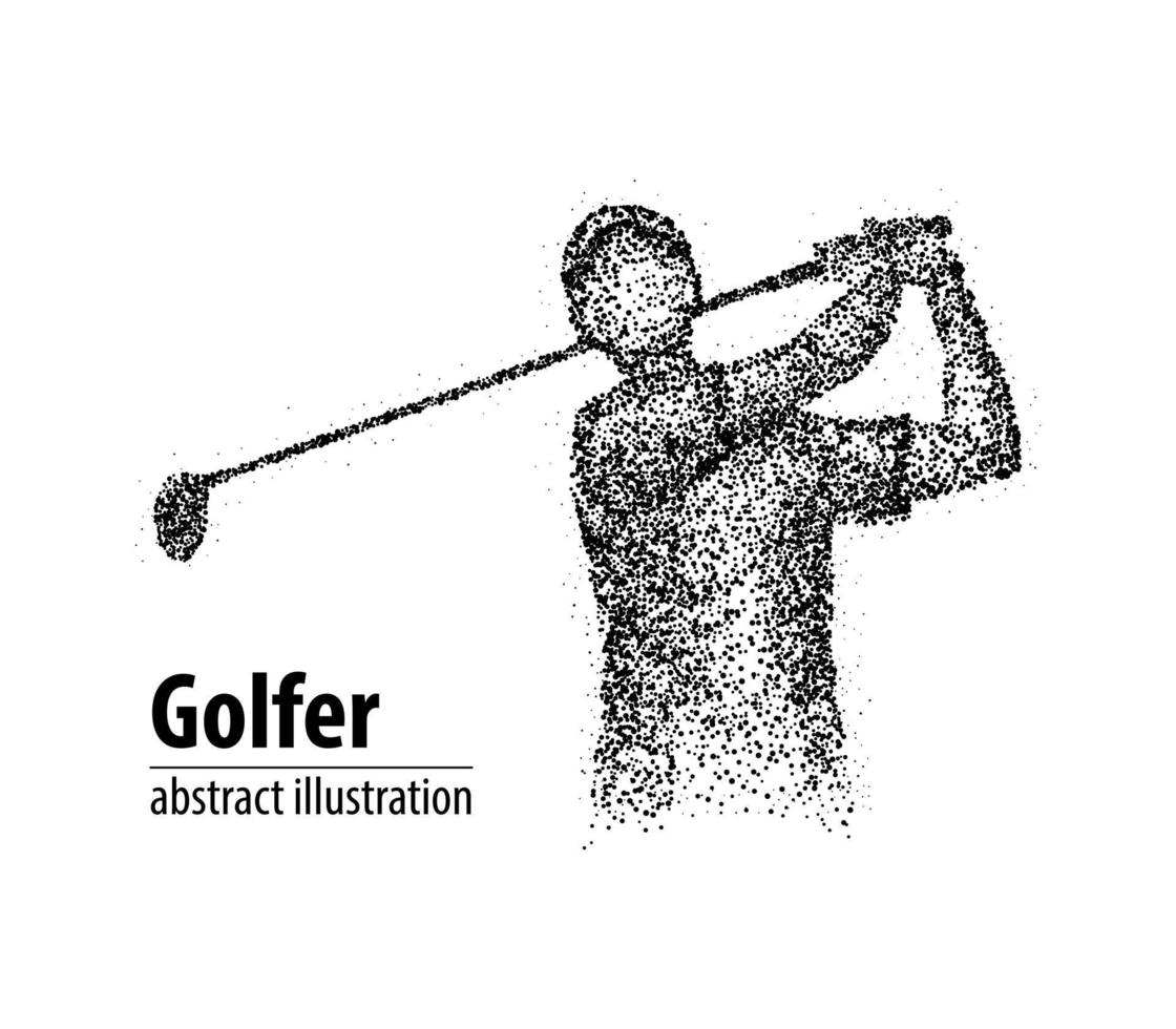 abstrakt golfare med en klubb av svarta cirklar. vektor illustration.
