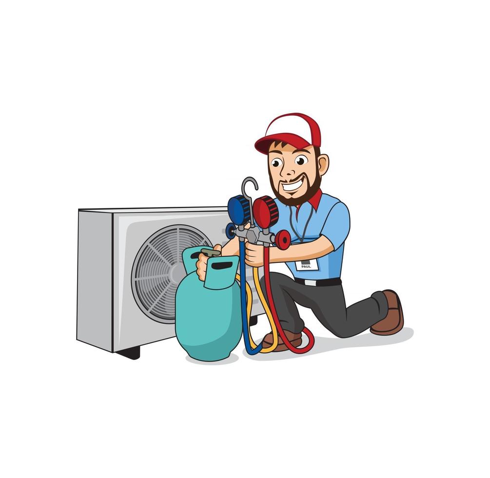 Hvac Service Cartoon Character Design Illustration Vektor-Eps-Format, geeignet für Ihre Designanforderungen, Logos, Illustrationen, Animationen usw. vektor