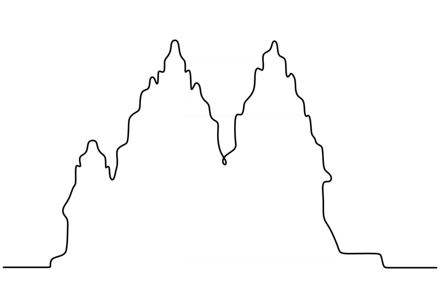 kontinuerlig linje av javanesiska tempelbyggnader. en enda rad av javanesiskt tempel isolerad på vit bakgrund. vektor