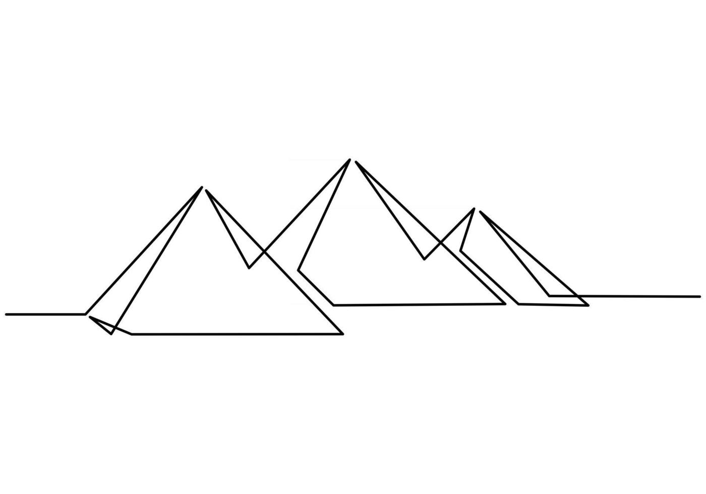 durchgehende Reihe von Pyramidengebäuden. eine einzige Zeile von Stadtgebäuden isoliert auf weißem Hintergrund. vektor