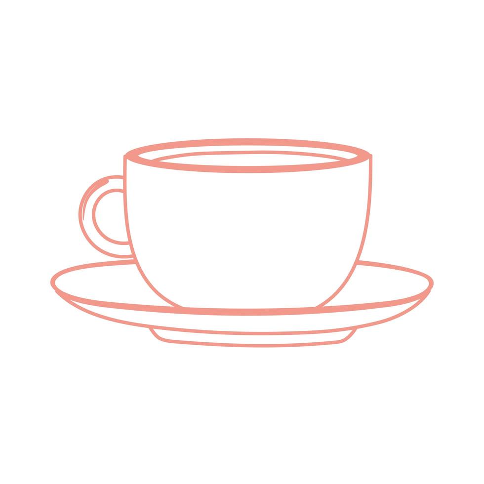 Tee- und Kaffeetasse im Stil der Plattensymbollinie vektor