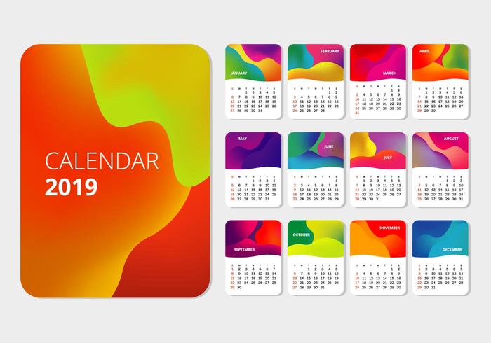 2019 druckbarer Kalender vektor