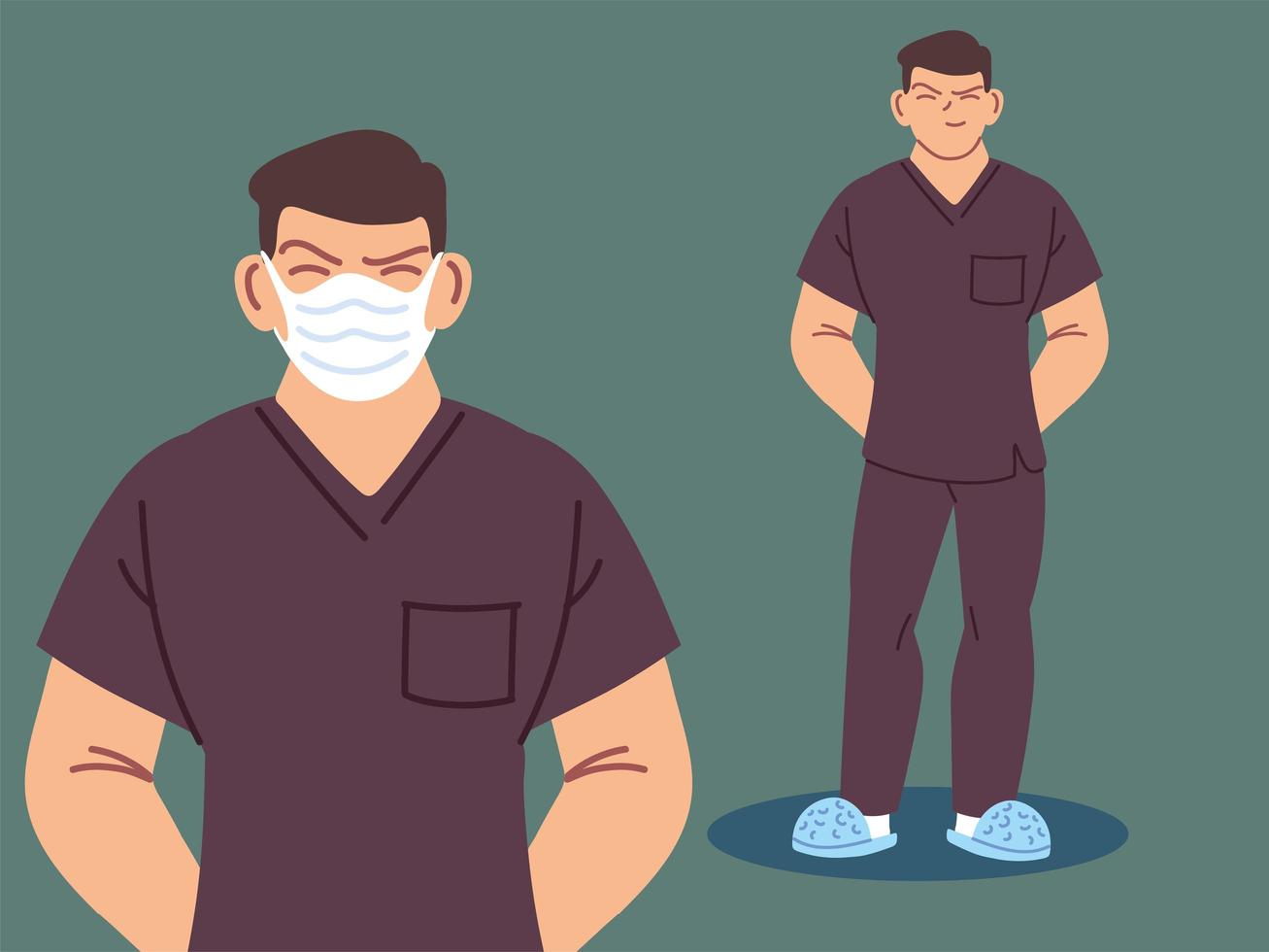 männliche Krankenschwester mit Gesichtsmaske vektor