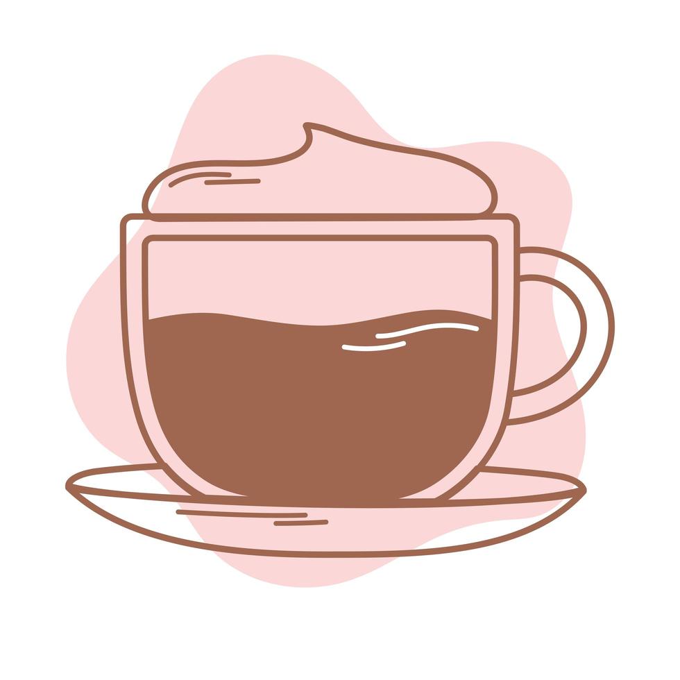 kaffe cappuccino på maträtt ikon linje och fyll vektor