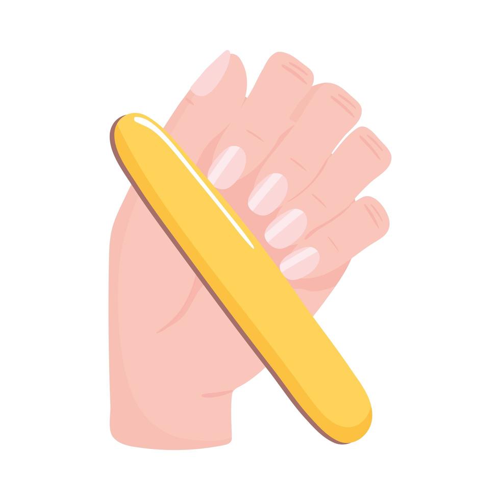 manikyr, kvinna hand arkivering naglar tecknad vektor