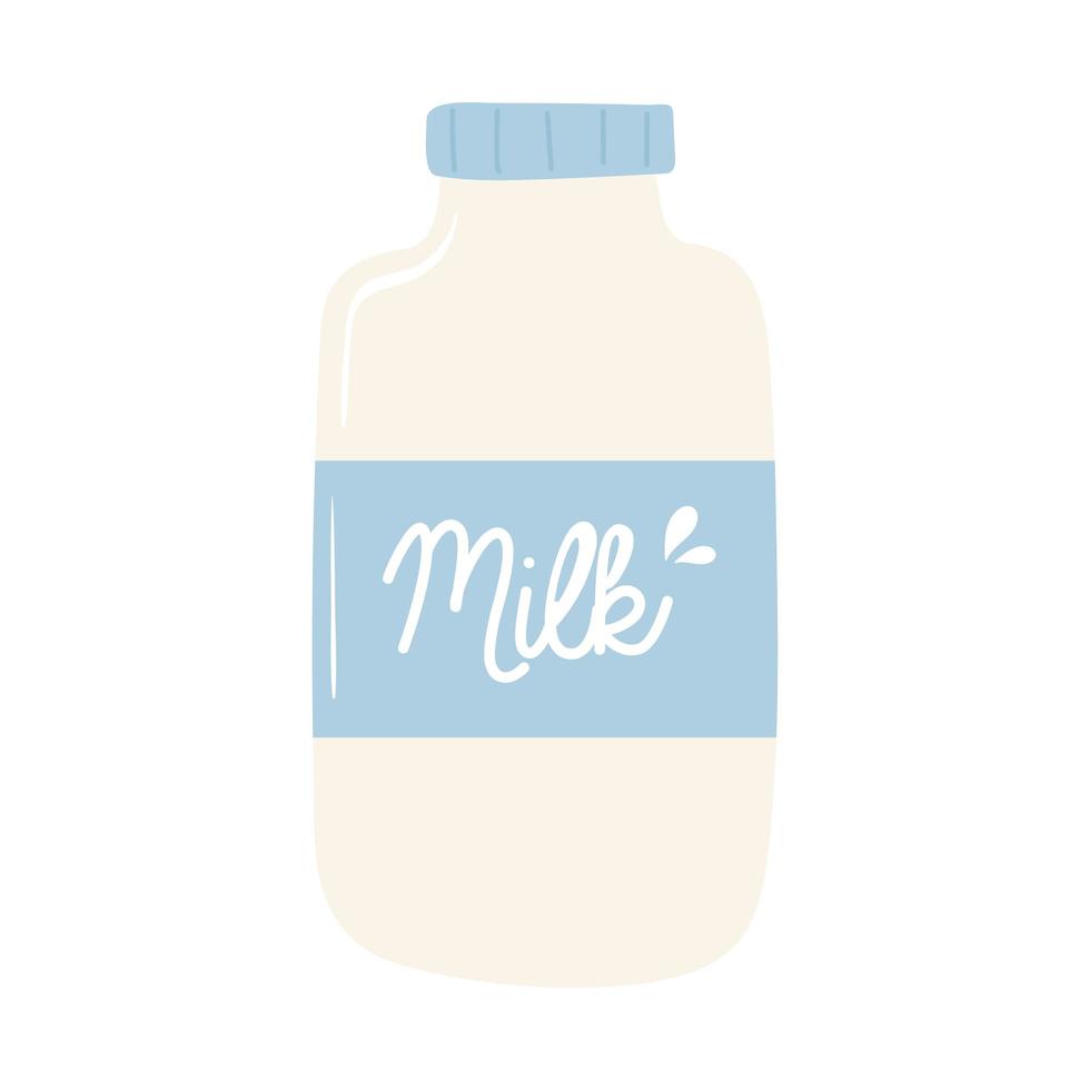 frukost mjölkflaska aptitretande mat, ikon platt på vit bakgrund vektor