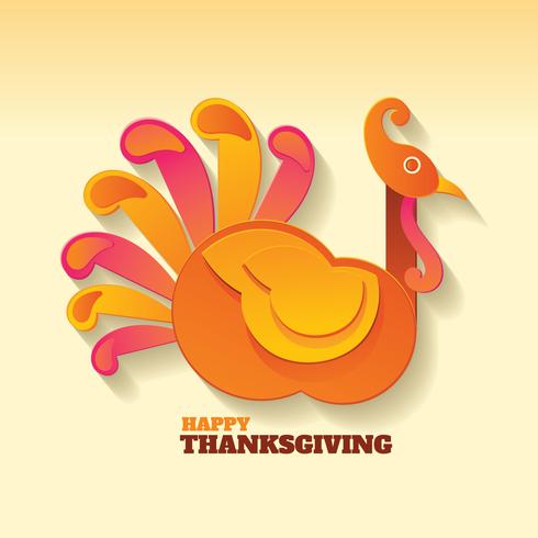 Lycklig Thanksgiving Day med Turkiet Paper Art vektor