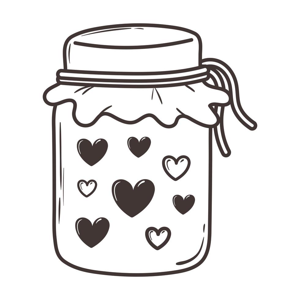 Glas mit Herzen lieben romantisches Doodle-Icon-Design vektor
