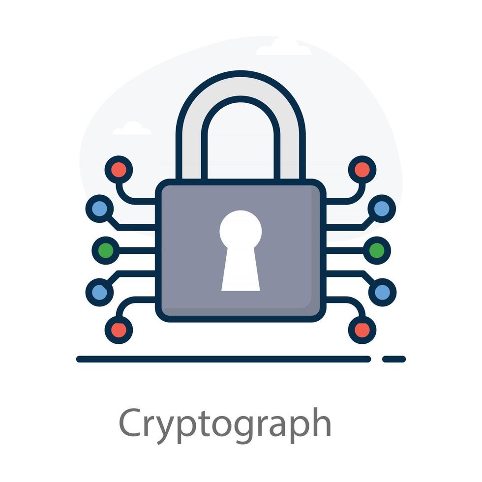 kryptografi hänglås med nätverk vektor