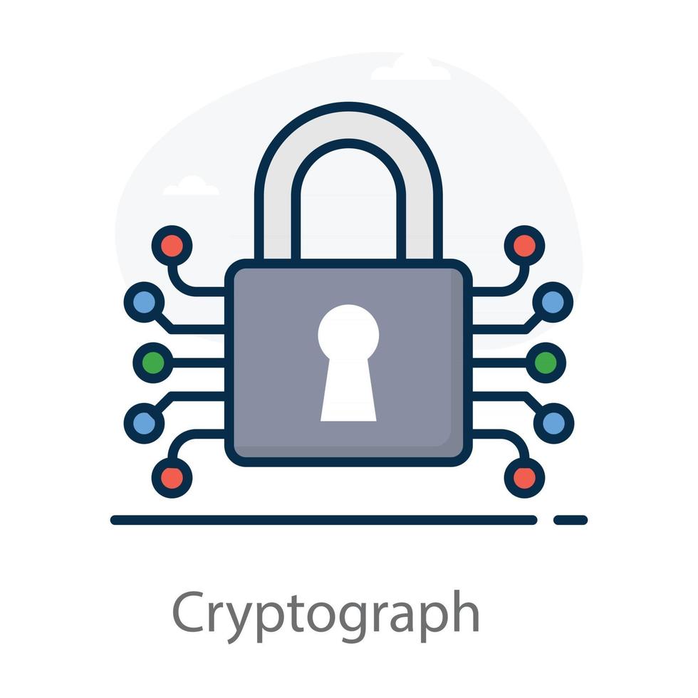 Kryptografie-Vorhängeschloss mit Netzwerk vektor