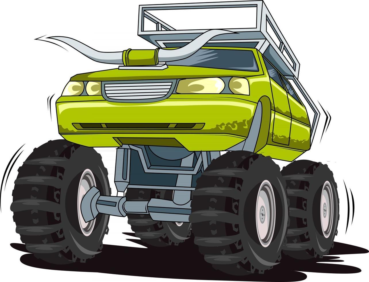 grüne Monstertruck-Handzeichnung vektor