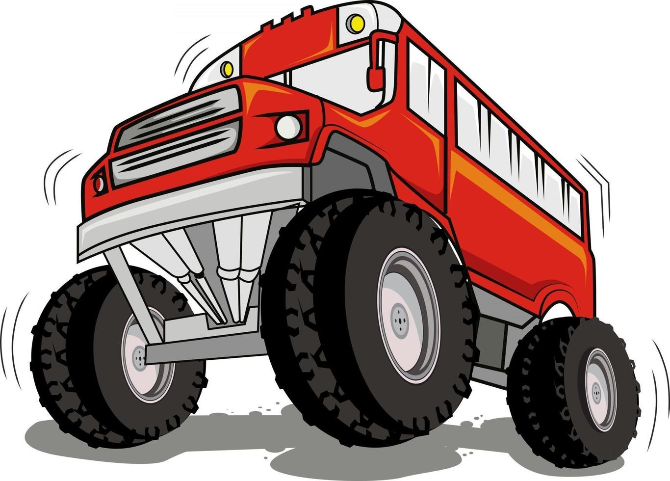 monster truck vektor tecknad fordon eller bil och extrem show transport illustration