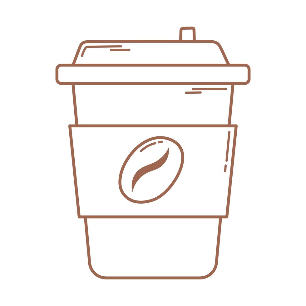 kaffe takeaway kopp ikon i brun linje vektor