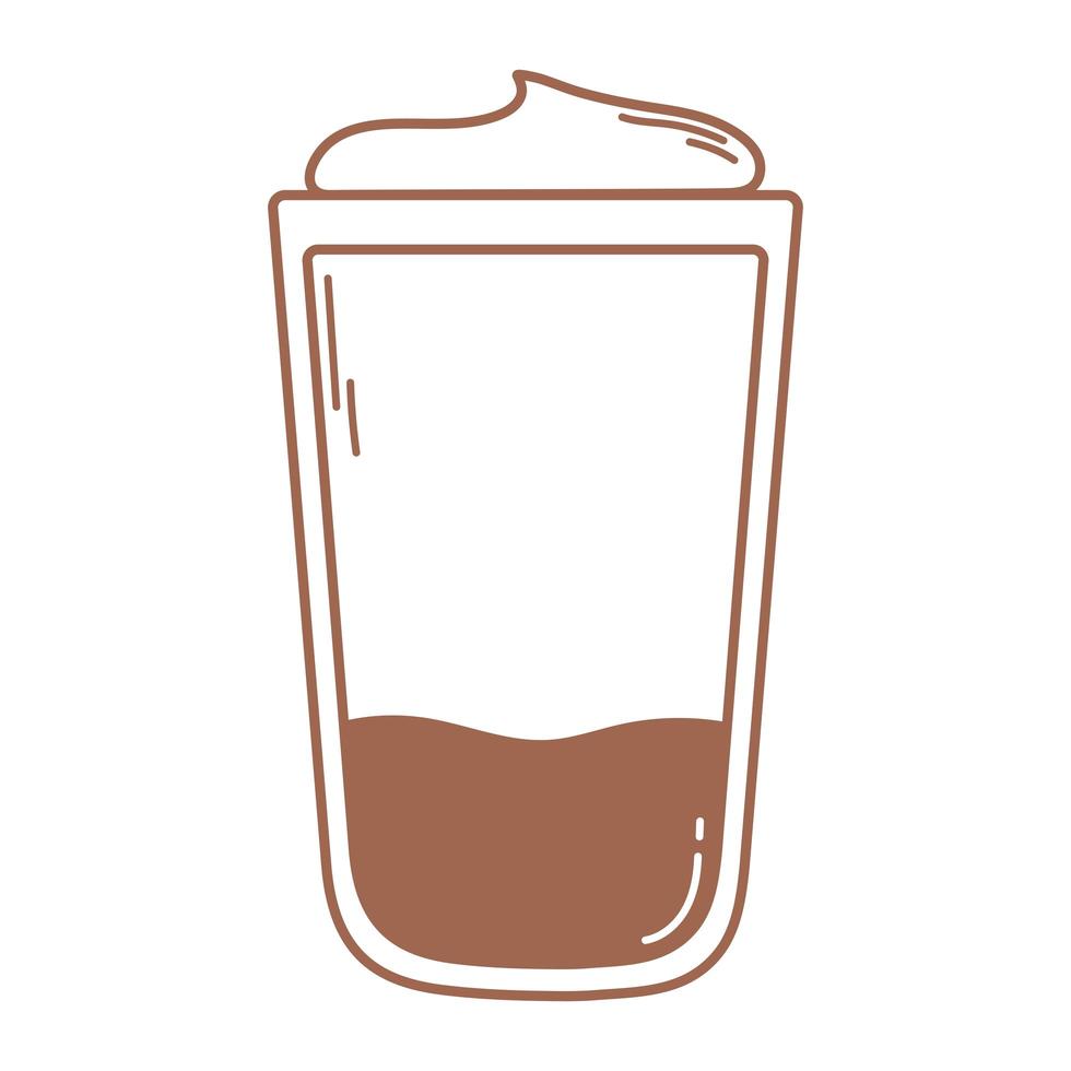 Kaffee mit Sahne kaltes leckeres Getränk Symbol in brauner Linie vektor