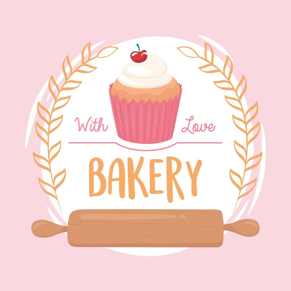 bageri cupcake och kavel emblem design ikon vektor