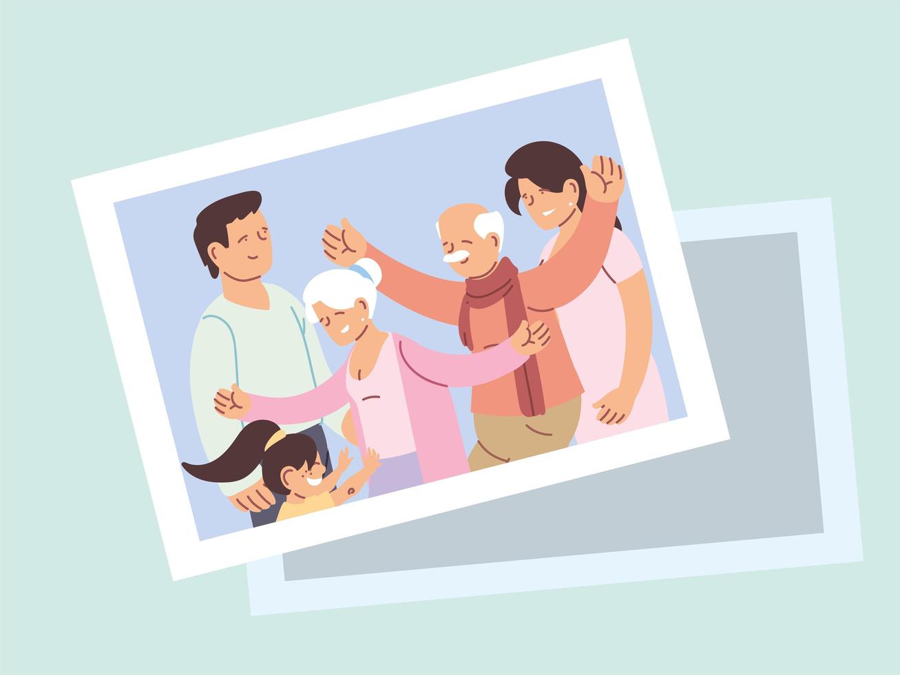Alles Gute zum Großeltern-Tagesplakat mit Foto der glücklichen Familie vektor