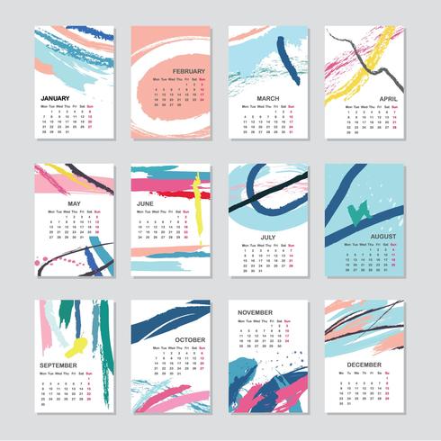Abstrakter druckbarer Kalender 2019 vektor