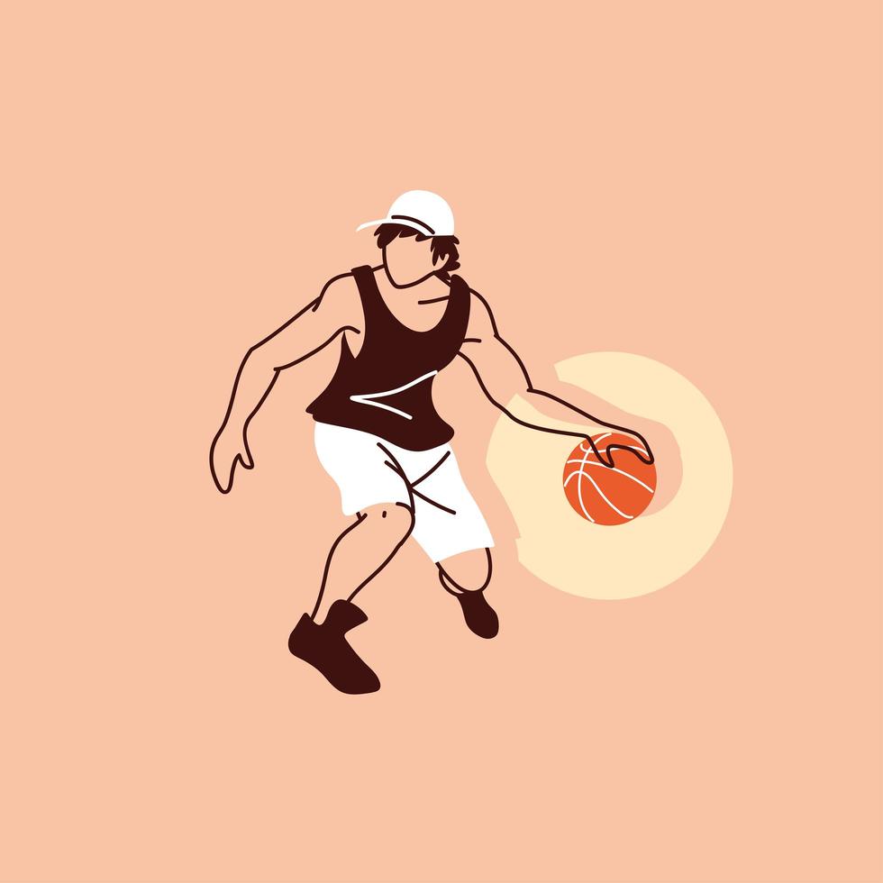 Basketball-Spieler-Mann mit Ball-Vektor-Design vektor