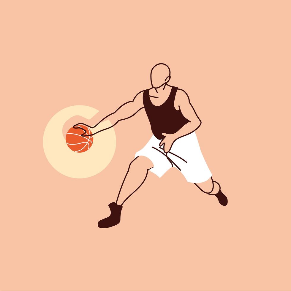 Basketball-Spieler-Mann mit Ball-Vektor-Design vektor