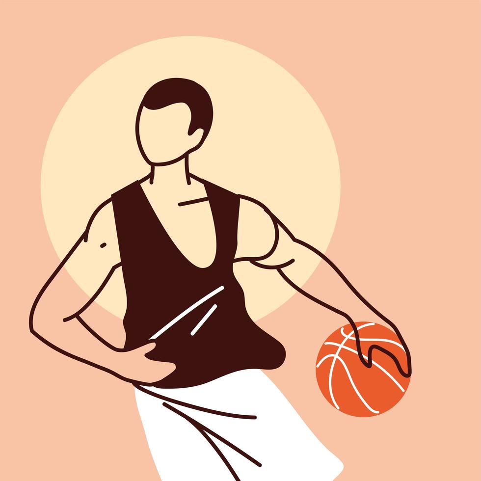 Basketball-Spieler-Mann mit Ball-Vektor-Design vektor