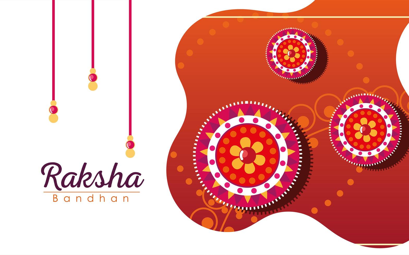raksha bandhan röd mandala blommor armband vektor design