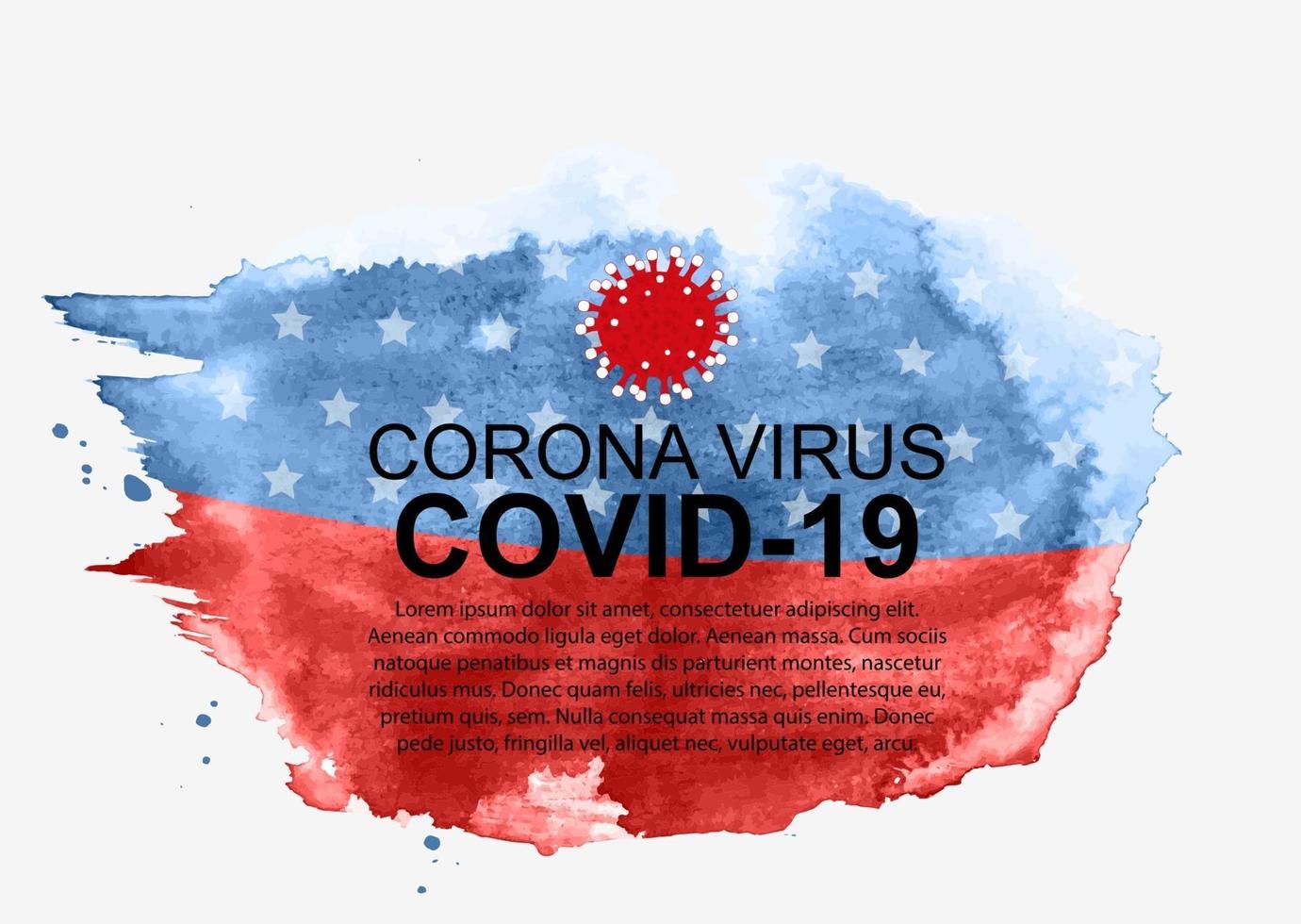 corona virus covid 19 bakgrund med usa flagga. vektor illustration