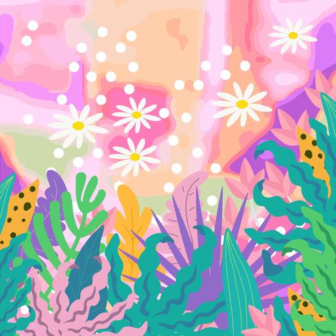 Tropischer Dschungel verlässt Hintergrund. Tropische Blumen Poster Design vektor