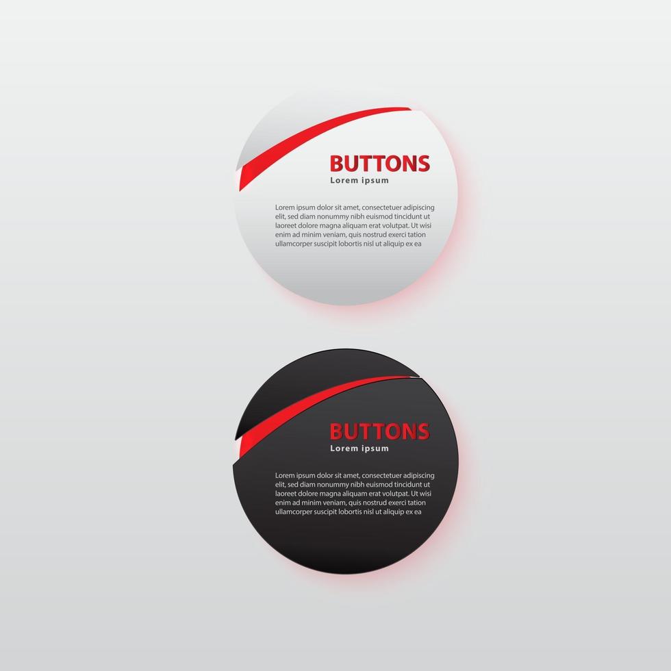 button premium glänzend schwarz-weiß rot vektor
