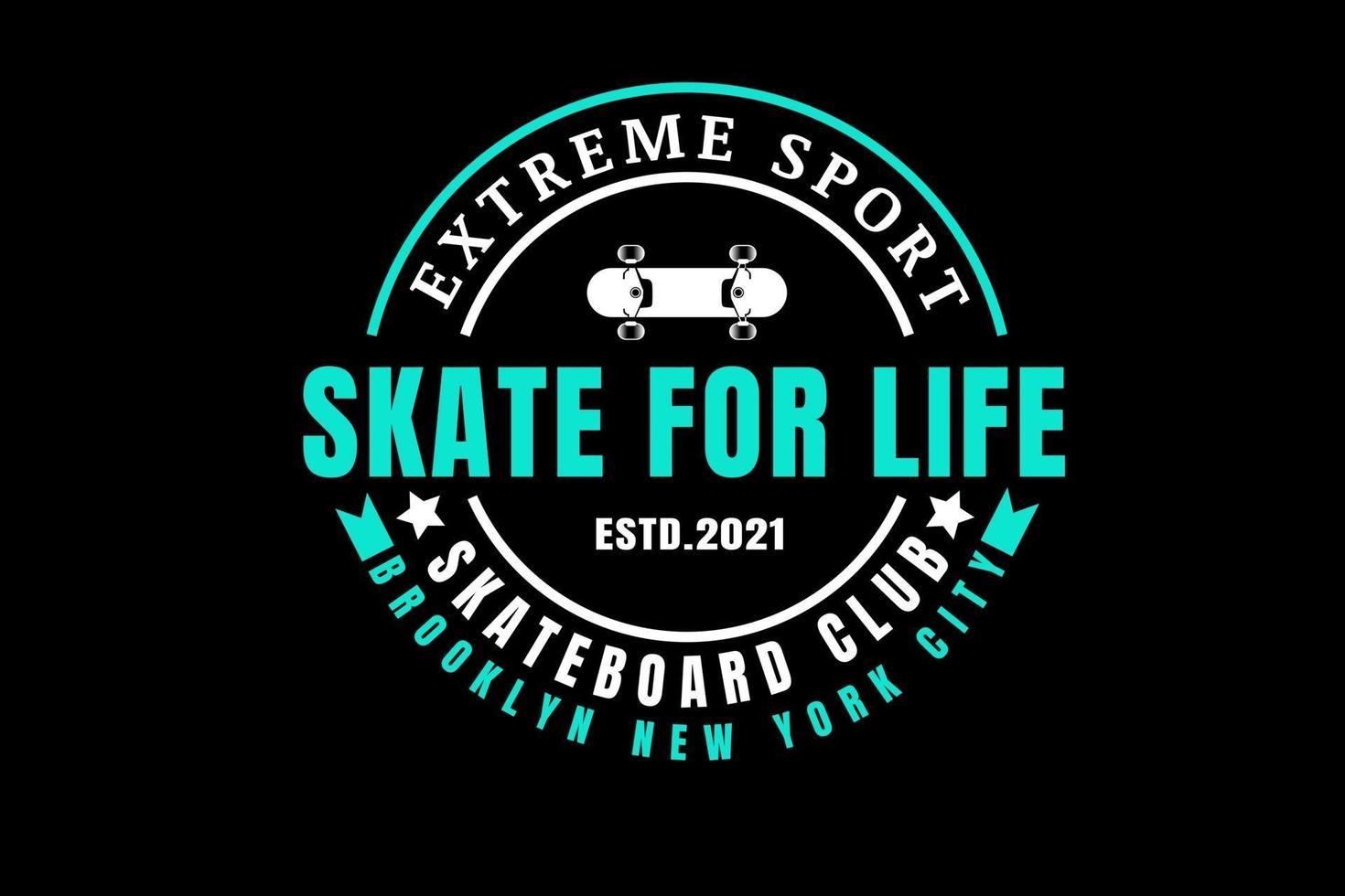 extrem sport skateboard för livet skateboard club färg vit och tosca vektor