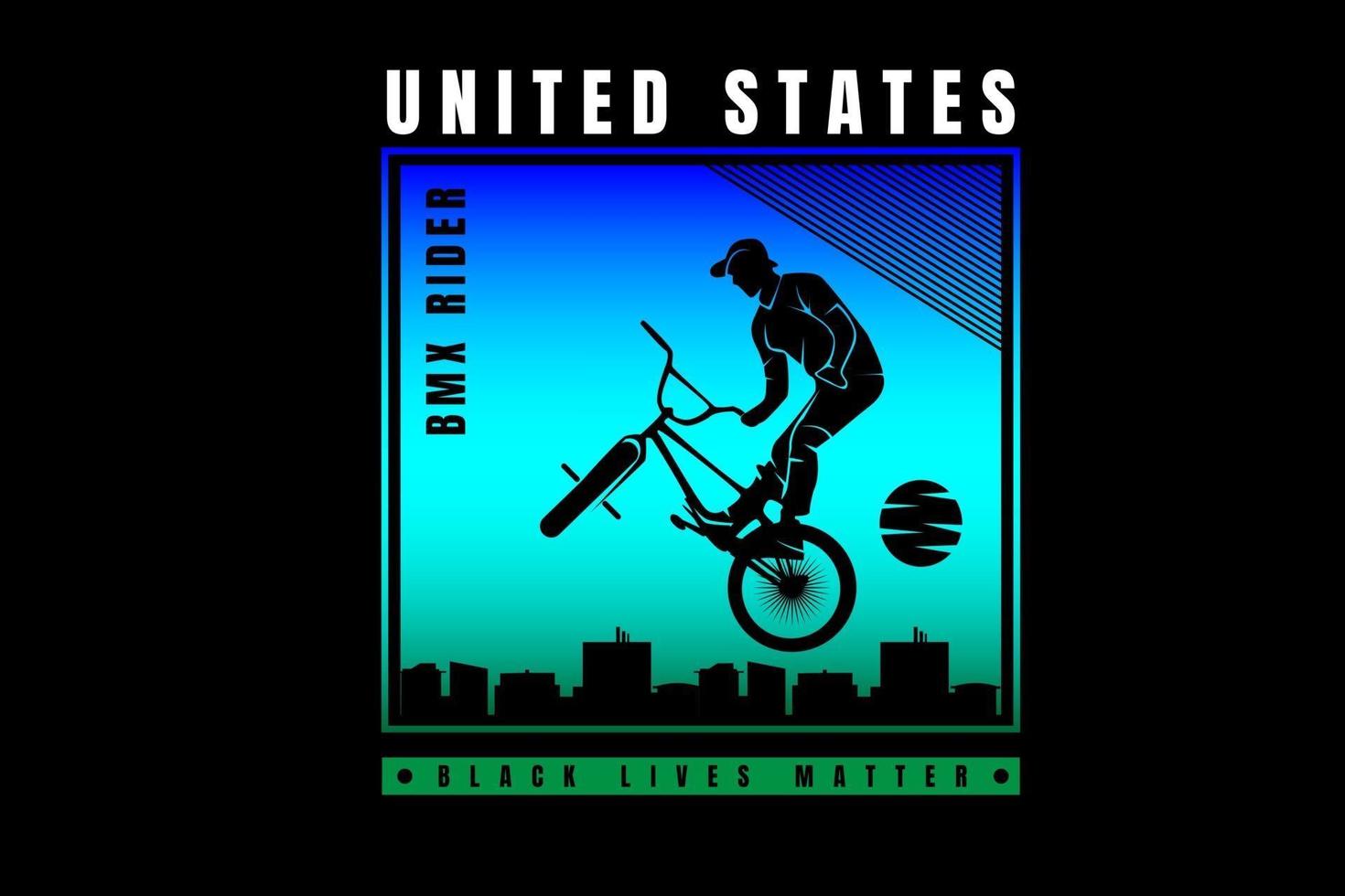 USA Fahrrad Motocross Fahrer Farbe Blau und Grün vektor