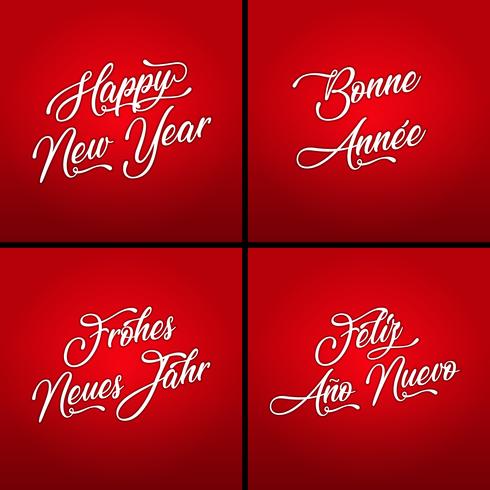 Frohes neues Jahr in mehreren Sprachen vektor