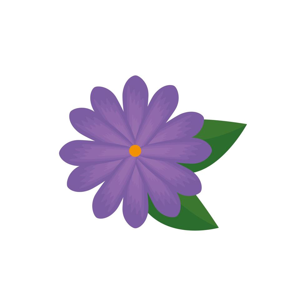 vacker blomma med blad trädgård dekorativa ikon vektor