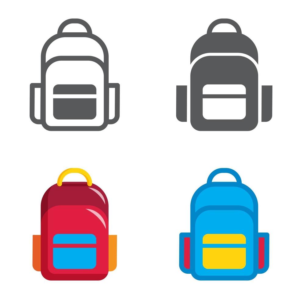 Schulrucksack entworfene Icons Set. Vektor-Illustration. vektor