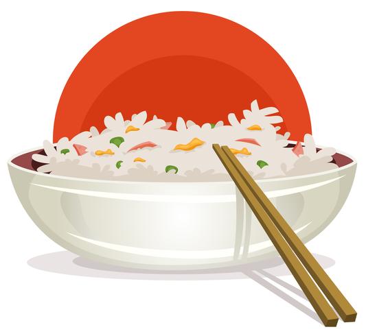 Gebratener Reis Mit Asiatischen Essstäbchen vektor