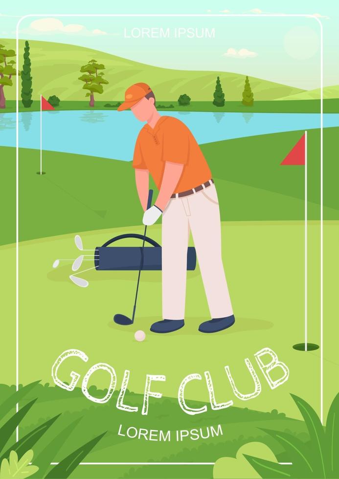 golf club affisch platt vektor mall