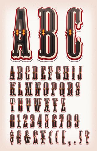 Vintage Circus och Western ABC Font vektor