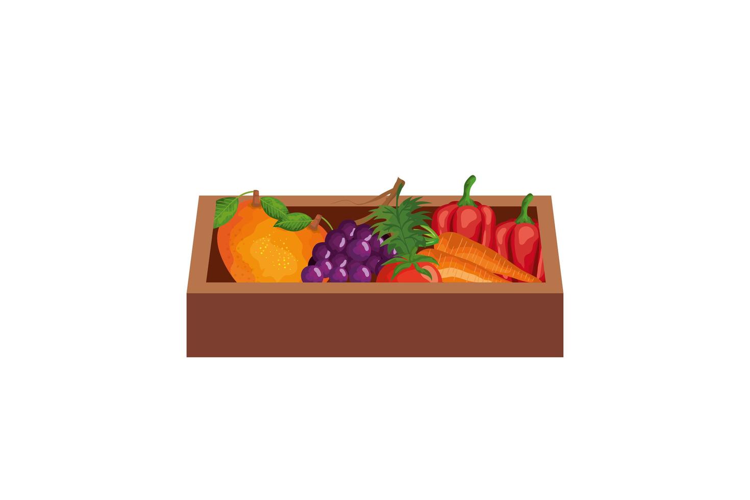 hälsosam grönsak i trälåda isolerad ikon vektor