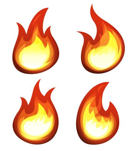 Tecknade eld och flammesats vektor