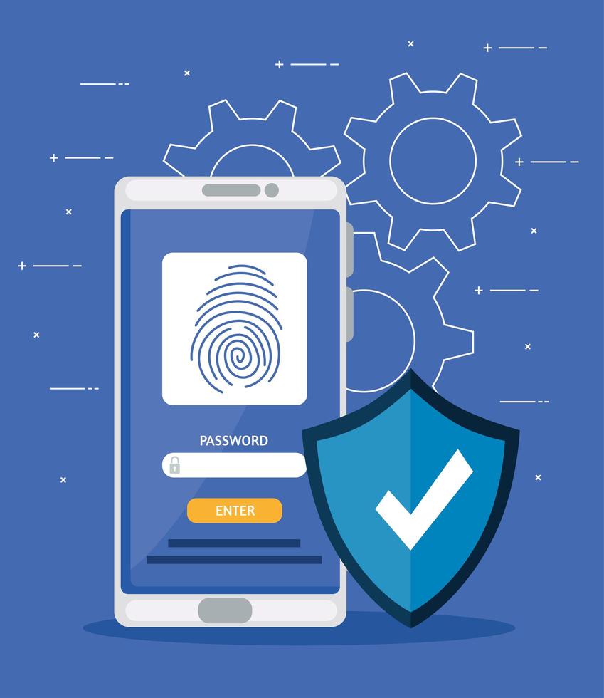 Fingerabdruck im Smartphone mit Schild vektor