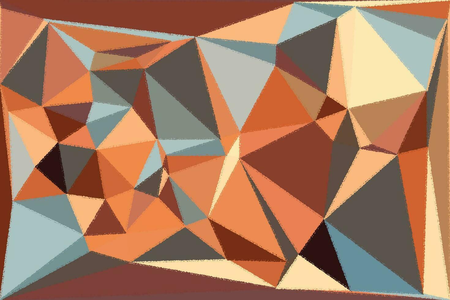ett abstrakt målning av trianglar i orange, blå och röd vektor