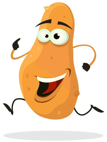 tecknad film lycklig potatis karaktär springande vektor