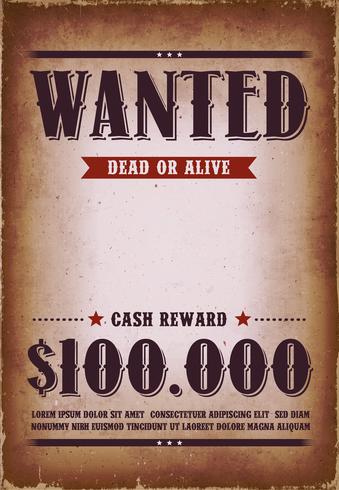 Wanted Western Poster Hintergrund vektor