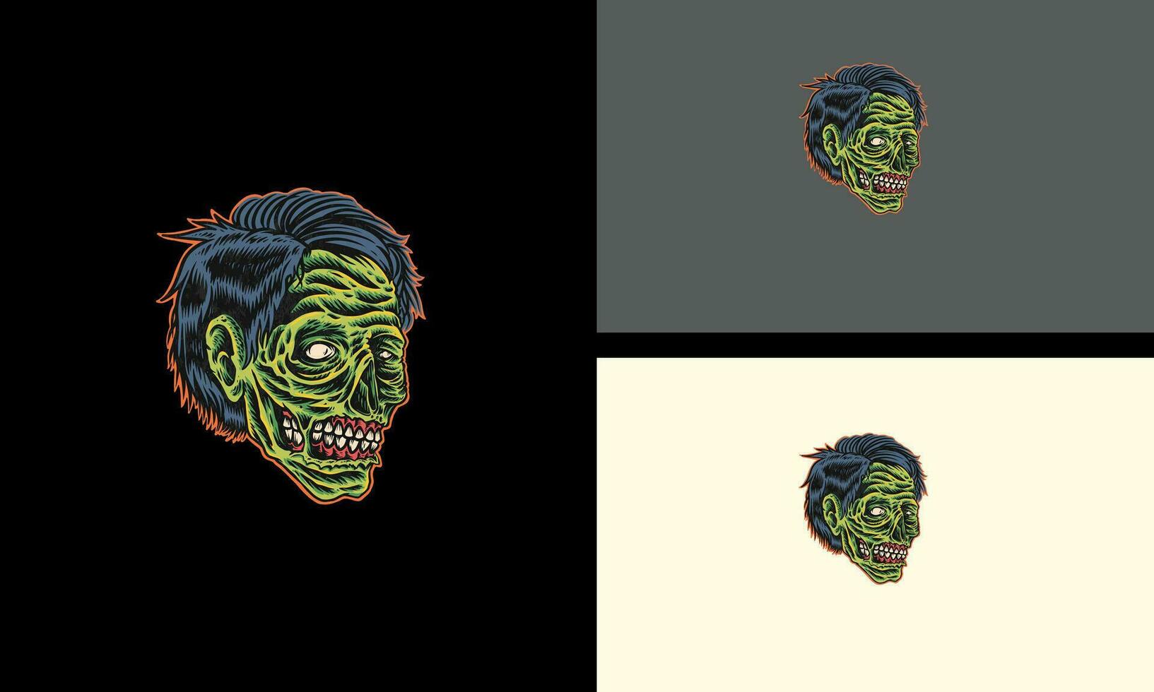 huvud grön zombie vektor maskot design