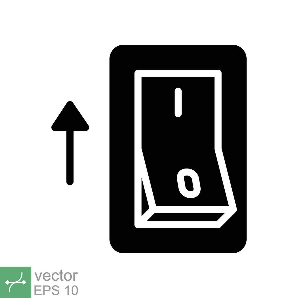 Licht An, elektrisch Schalter Symbol. einfach solide Stil. Leistung Wende auf Taste, Umschalten Schalter auf Position, Wende An, Technologie Konzept. Glyphe Vektor Illustration isoliert auf Weiß Hintergrund. eps 10.