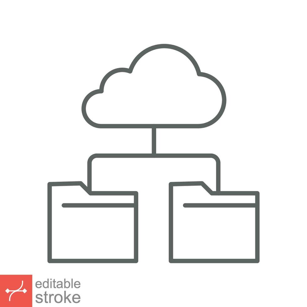 Wolke Lager Symbol. einfach Gliederung Stil. Digital Datei Organisation Service, hochladen, Computer Sicherung, Technologie Konzept. Linie Vektor Illustration isoliert auf Weiß Hintergrund editierbar Schlaganfall eps 10.