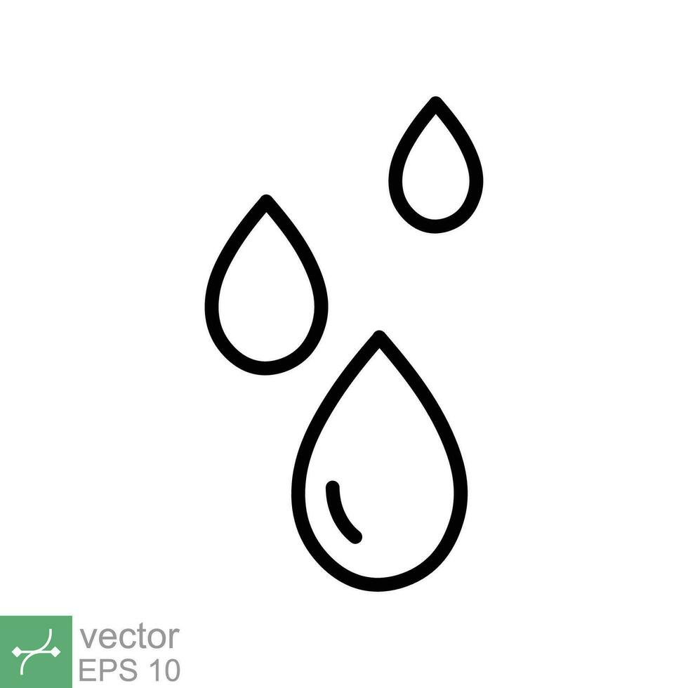 Wasser Tropfen Symbol. einfach Gliederung Stil. fallen Wasser, Tröpfchen, flüssig, Regen, sauber Wasser, Landwirtschaft, Umgebung Konzept. dünn Linie Vektor Illustration isoliert auf Weiß Hintergrund. eps 10.