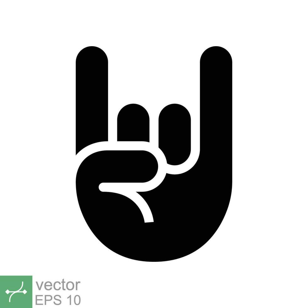 sten på konsert spelning hand gest ikon. enkel fast stil. hardcore, tung metall, musik, punk- tecken begrepp. glyf vektor illustration symbol isolerat på vit bakgrund. eps 10.
