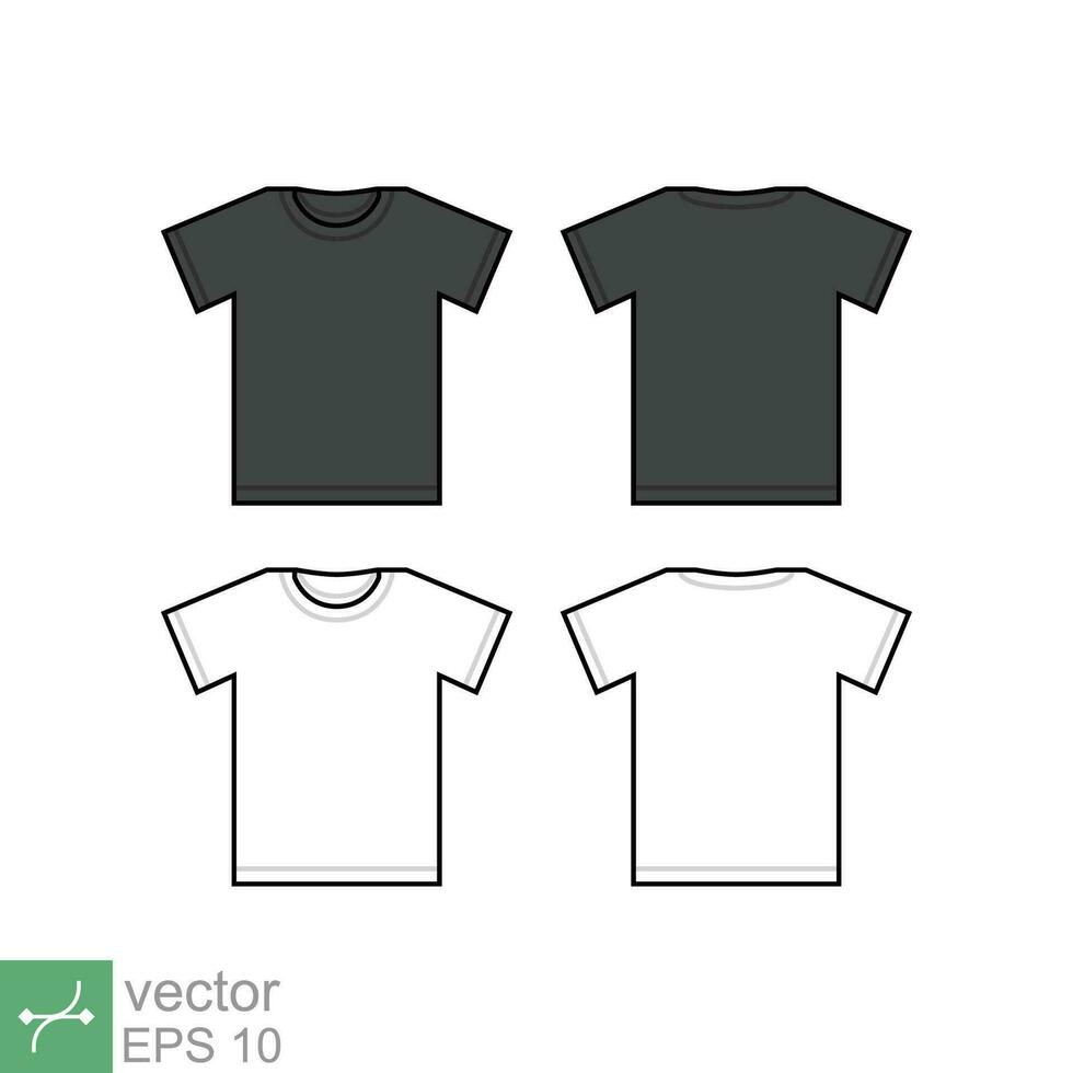 schwarz und Weiß T-Shirt Symbol Satz. einfach eben Stil. Kleidung, Tee, Kleidung, beiläufig Konzept. Vektor Illustration isoliert auf Weiß Hintergrund. eps 10.