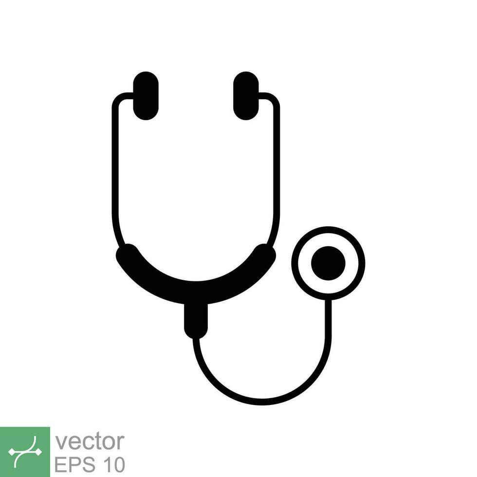 Stethoskop Cardio Gerät Symbol. einfach solide Stil. medizinisch, Arzt Ausrüstung, Gesundheit Herz, Krankenhaus, Gesundheitswesen Konzept. Glyphe Vektor Illustration isoliert auf Weiß Hintergrund. eps 10.